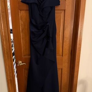 Xscape Midnight Blue Ruffle Gown